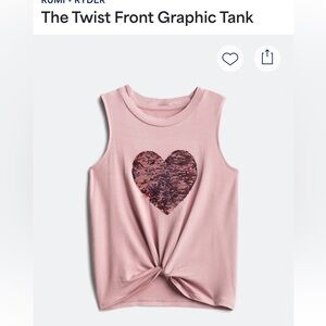 Pink Sequin Heart Tank Top Kids